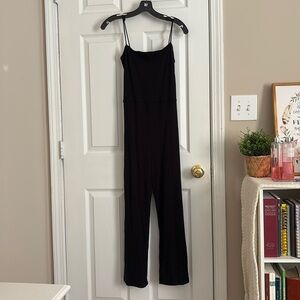 Reformation Jeans Black Kelsi Ribbed Spaghetti Strap Jumpsuit Size Medium